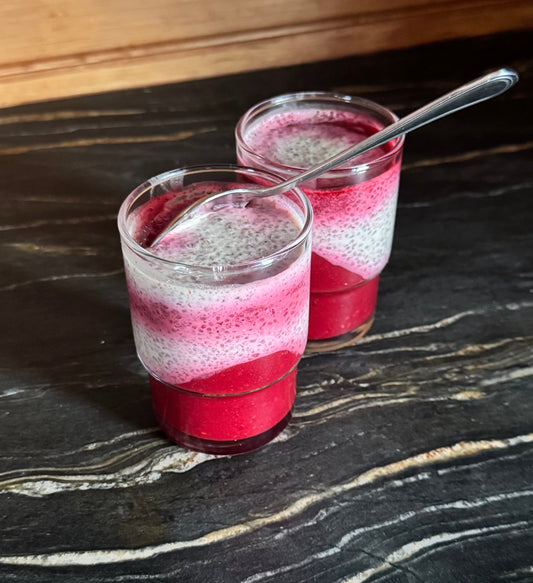 Marshmallow Root  Chia and Flaxseed Pudding with Raspberry Jam